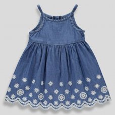 MT901: Girls Denim Dress With Floral Embroidery (9 Months - 6 Years)